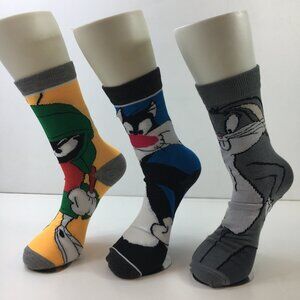 Looney Tunes Unisex Crew Socks 3-Pack Bugs Bunny Sylvester Marvin The Martian